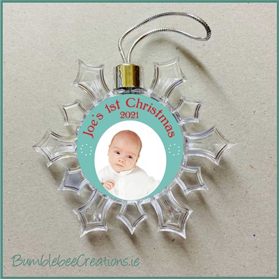 1st Christmas Boy Christmas Dome Snowflake Ornament